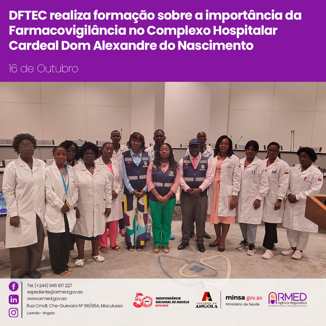 DFTEC realiza formação sobre a importância da farmacovigilância no complexo hospitalar Cardeal Dom Alexandre do Nascimento.